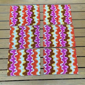 Vintage Placemat Set Groovy Abstract Cotton Set of 6